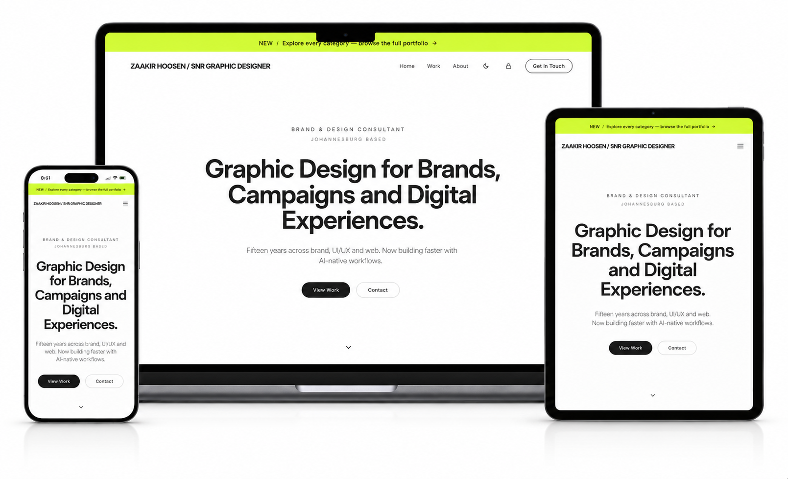 Zaakir Hoosen - A portfolio site with a full custom admin behind it.